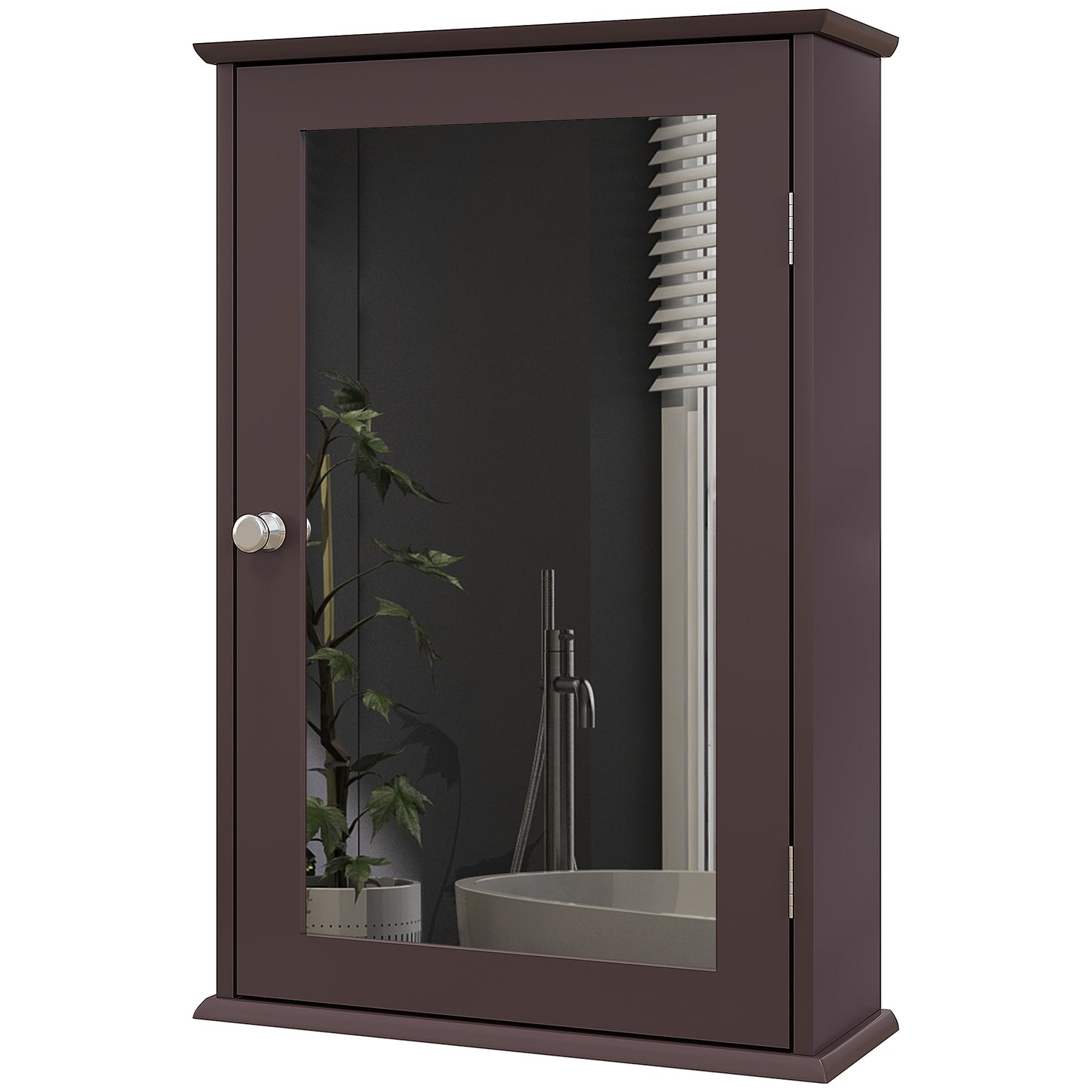 kleankin Bathroom Mirror Cabinet, Wall Mounted Medicine Cabinet with Door and Shelves, White