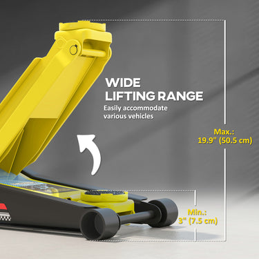 HOMCOM 3 Ton Hydraulic Low Profile Trolley Service Floor Jack Heavy Duty Car Jack with Dual Piston Pump, 3"-19.6" Lifting Range