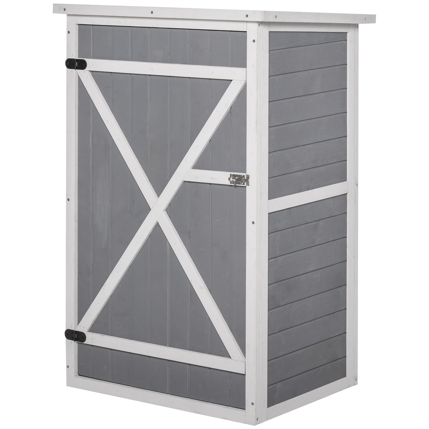 Outsunny 29.9"x21.7"x45.3" Garden Storage Shed with Asphalt Roof, Outdoor Storage Cabinet w/ Shelves, Grey