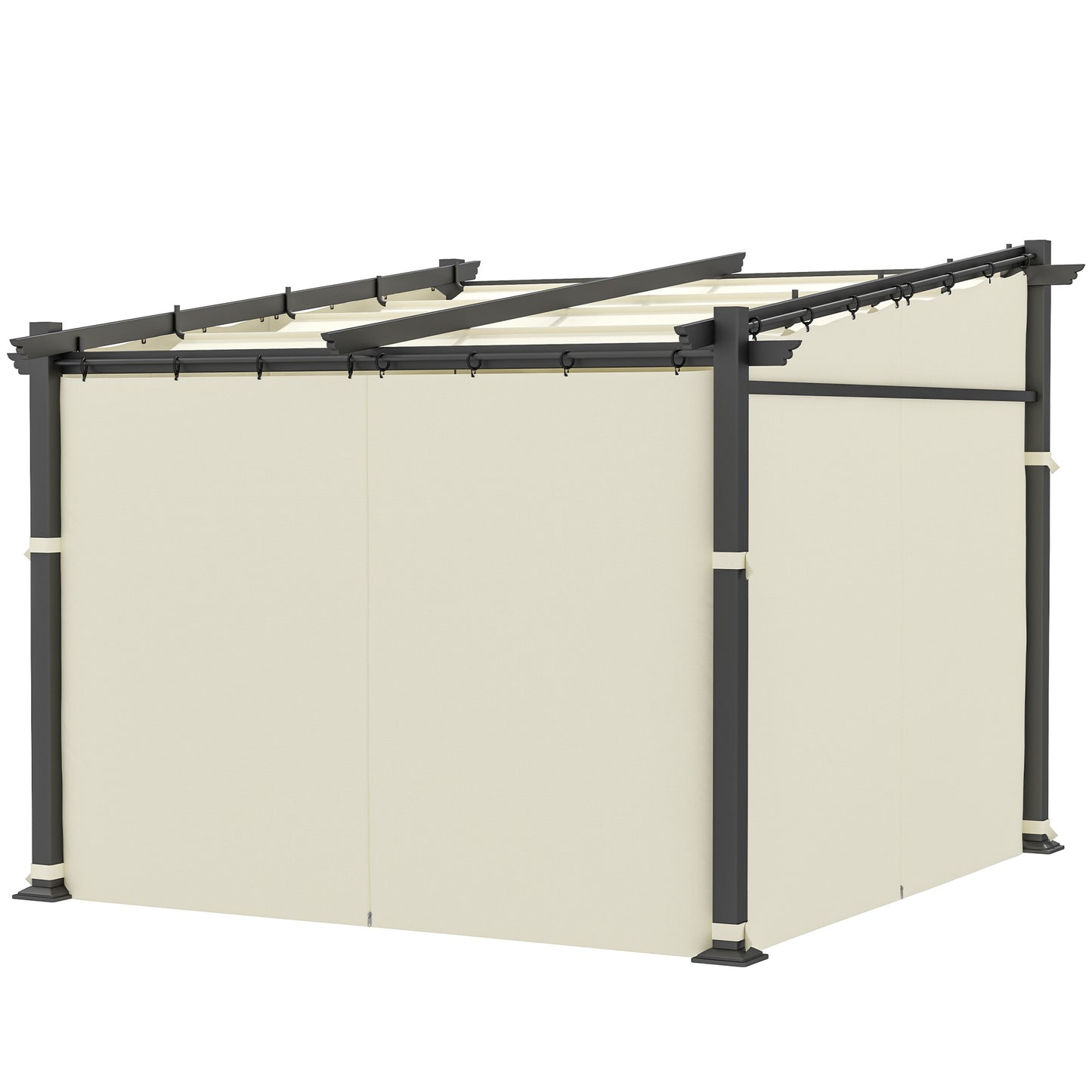 Outsunny Metal Pergola with Sliding Roof Canopy, Retractable Pergola Canopy, 10' x 10', Dark Grey