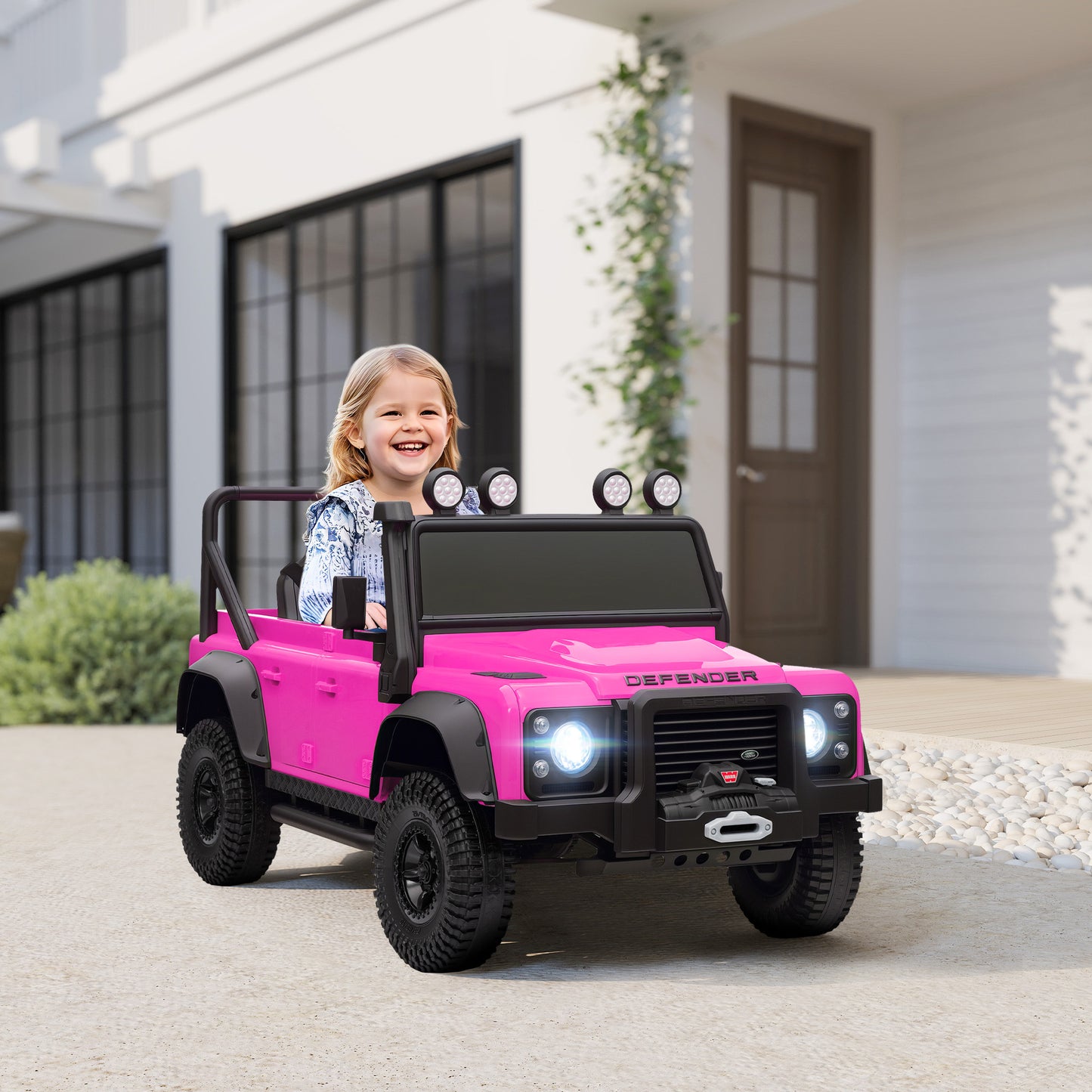 Qaba Land Rover Licensed Kids Ride on Truck with Remote Control, Spring Suspension, LED Lights, 3 Speed, Dark Green