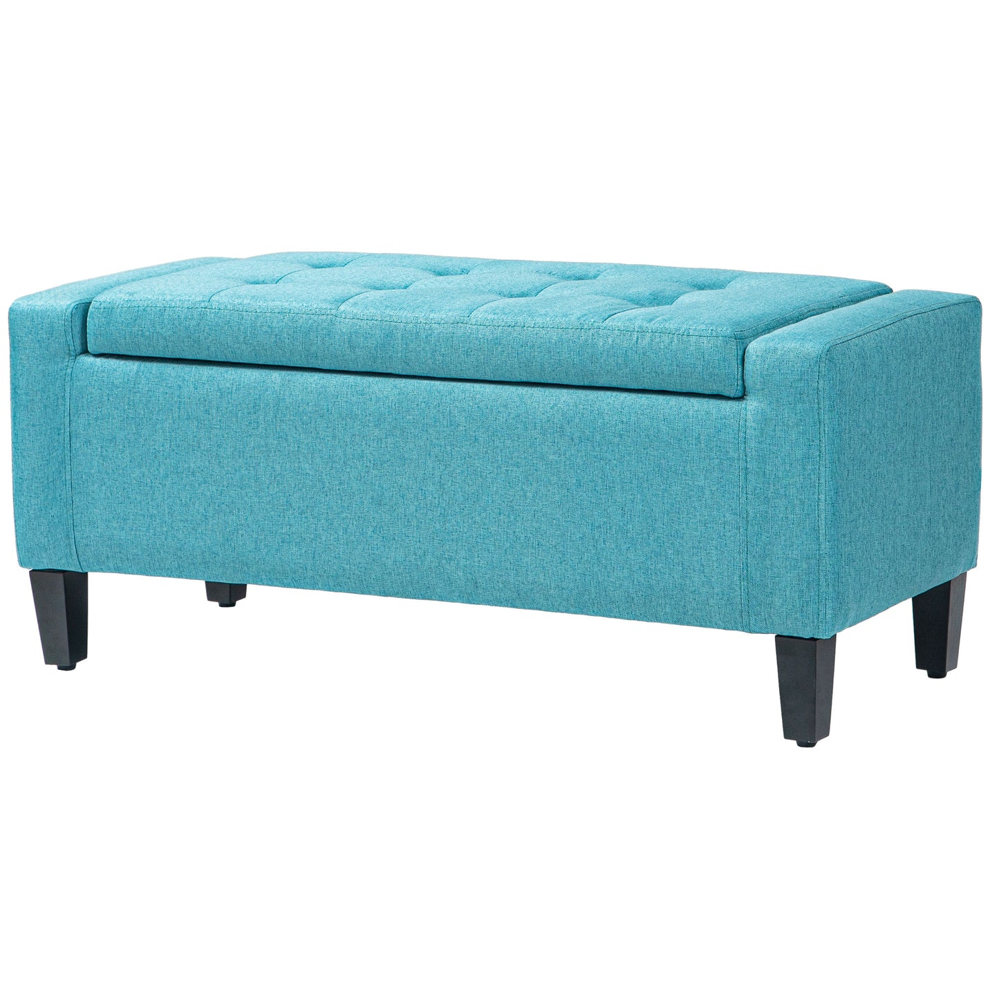 HOMCOM Storage Ottoman Bench Linen-Touch Fabric Tufted Chest Footstool with Flipping Top, Beige