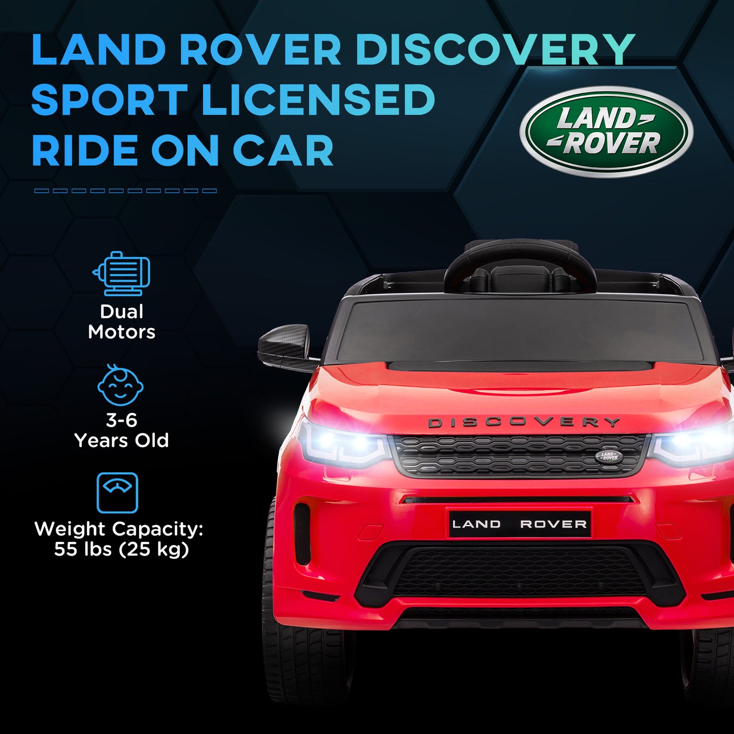 Qaba Land Rover Discovery Sport Licensed 12V Ride on Car w/ Remote, Soft Start, LED Lights, Music Horn, White