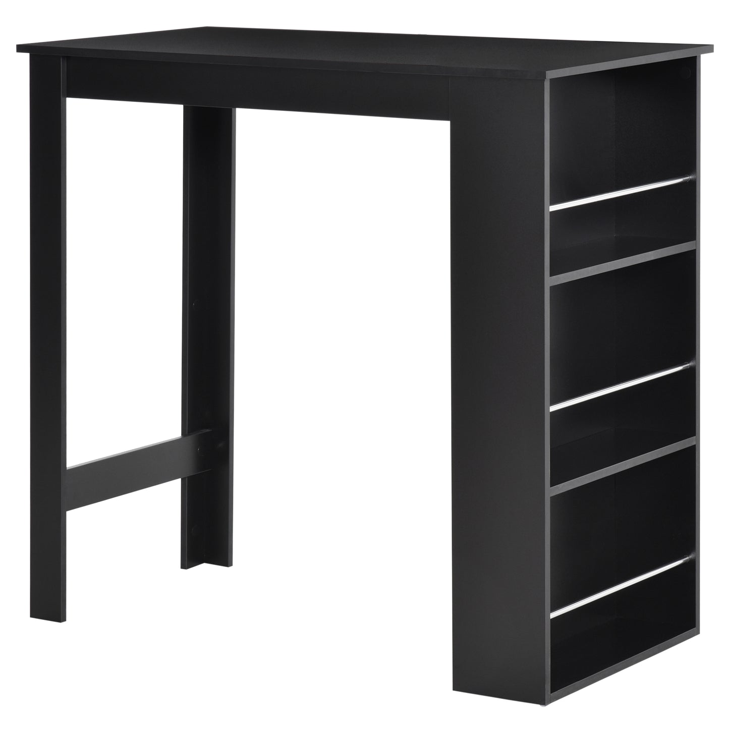 HOMCOM Modern Bar Table, Bar Height Dining Table with 3 Storage Shelves for Kitchen, Dining Room, Living Room, White