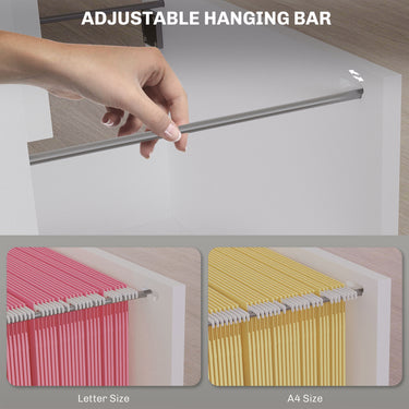 HOMCOM 4 Drawer File Cabinet with Lock, Office Filing Cabinet, A4 Letter Size, Hanging File Folders, White