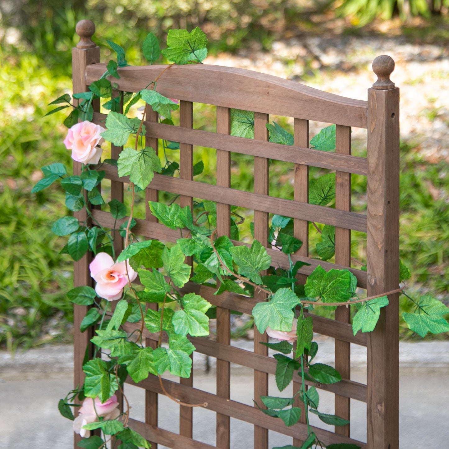 Outsunny Raised Garden Bed with Trellis, Wood Planter Box for Garden, Free Standing Flower Bed, 25.2" x 11" x 47.2" Brown