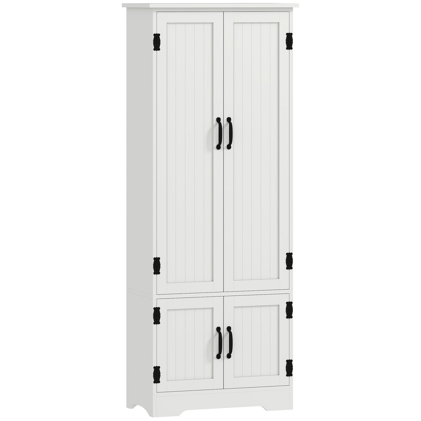 HOMCOM 48" 4-Door Storage Cabinet Multi-Storey Large Space Pantry with Adjustable Shelves Black