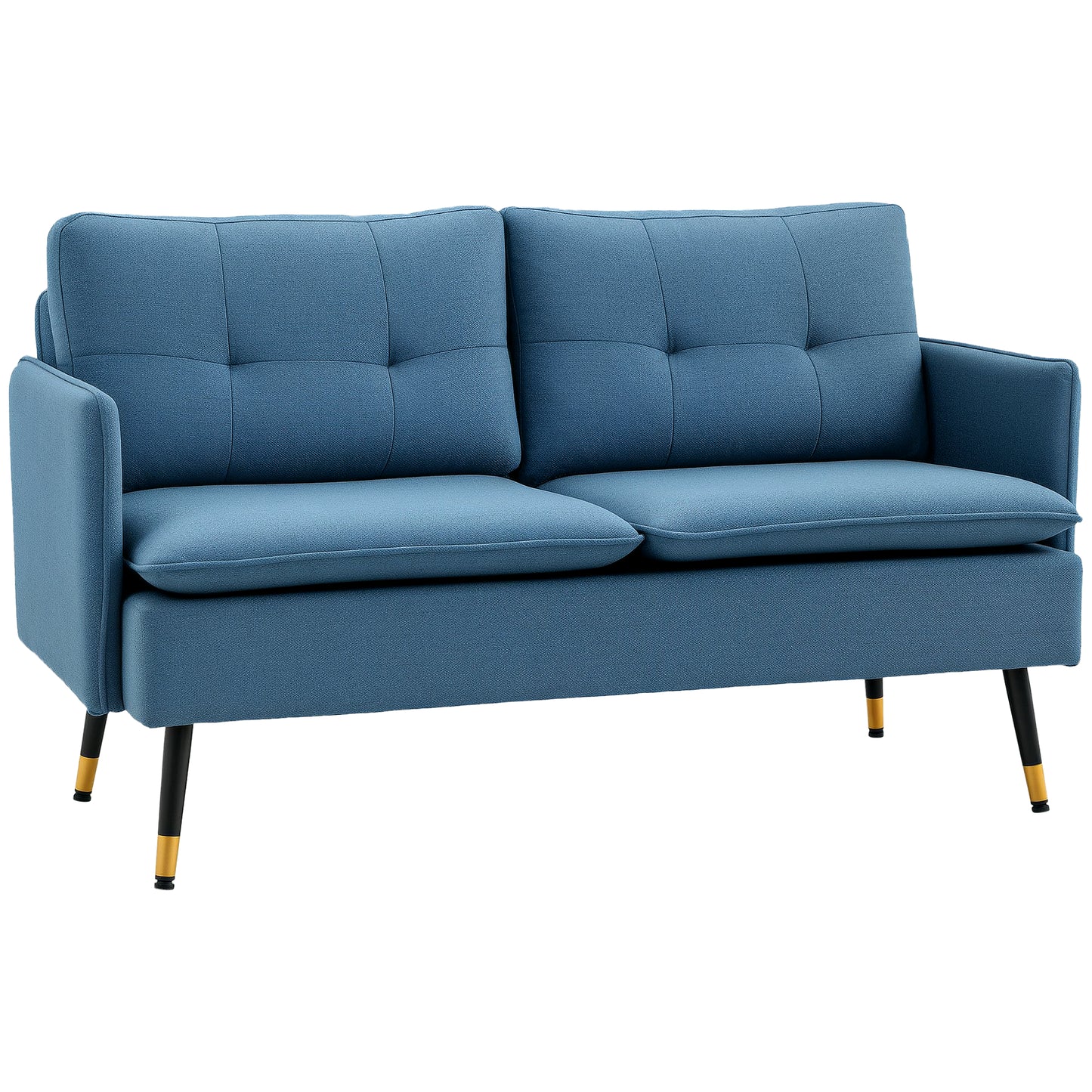HOMCOM 55" Loveseat Sofa for Bedroom, Modern Love Seats Furniture with Button Tufting, Upholstered Small Couch for Living Room, Small Space, Grey