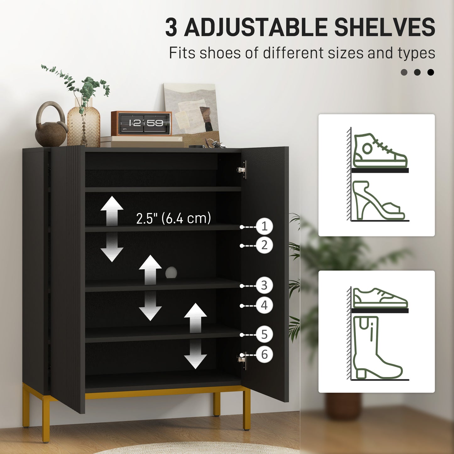HOMCOM Shoe Storage Cabinet with Adjustable Shelves and Soft-Close Hinges, for 15-20 Pairs of Shoes, White