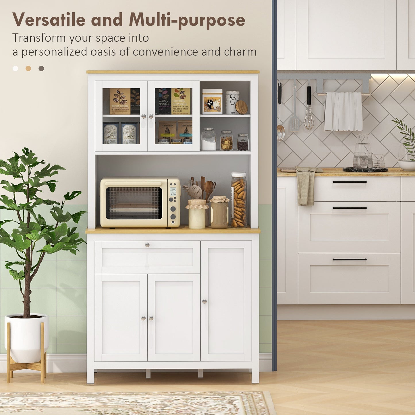 HOMCOM 5-Door Kitchen Pantry Cabinet, Freestanding Storage Cabinet Cupboard with Adjustable Shelves, 71"