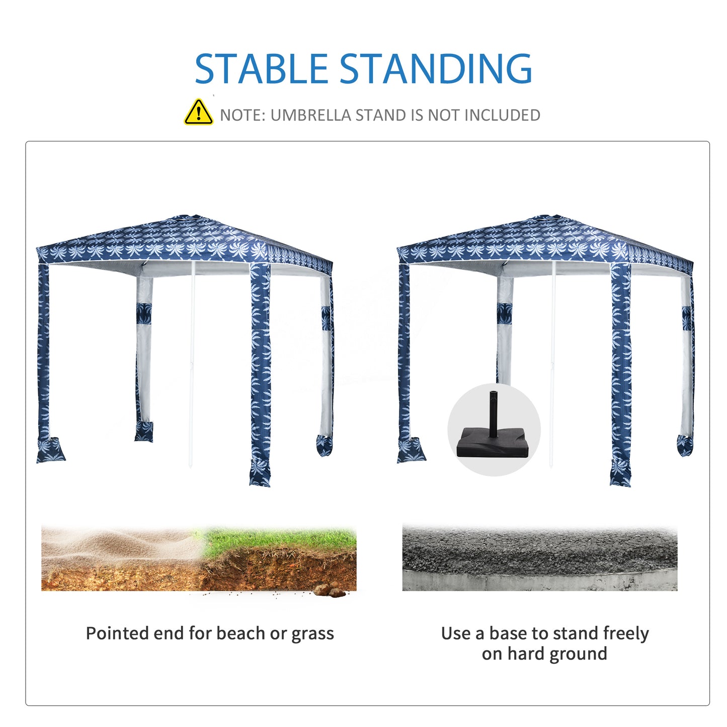 Outsunny Beach Umbrella, 6.5' Easy-Assembly Sun-Shade Shelter with Sandbags and Carry Bag, Cool UV50+, Dark Blue