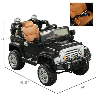 Aosom 12V Kids Electric Toy Car Jeep Power Wheels with Remote Control Black
