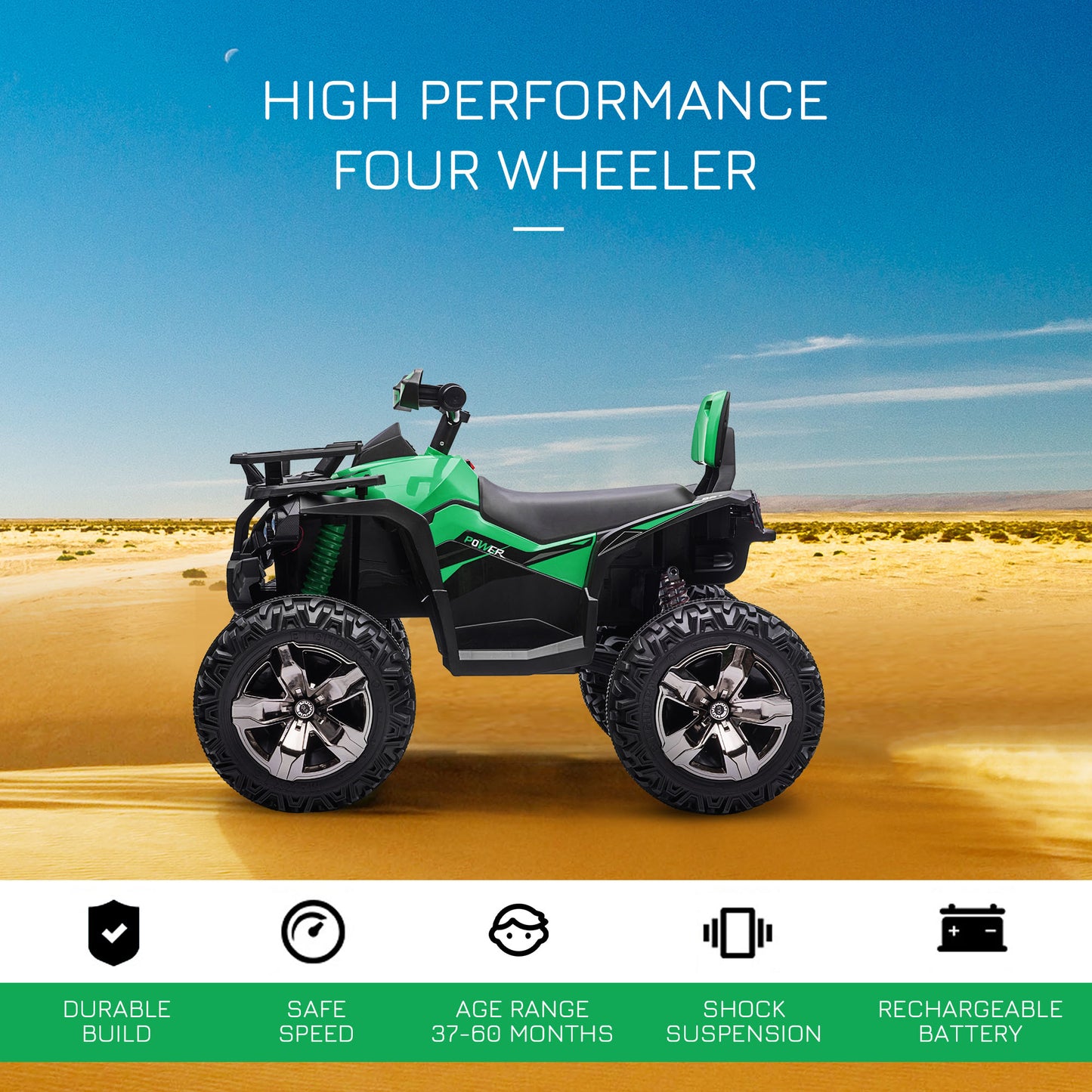 Aosom Kids Ride-on Car, 12V/10AH Four Wheeler Kids ATV, Battery Powered Off-Road Quad with MP3, Headlights, Suspension, 1.8-5 mph, Red