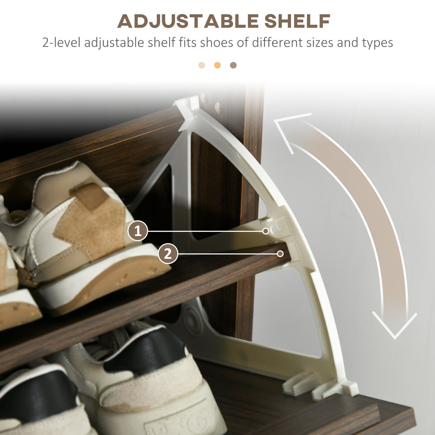 HOMCOM Shoe Storage Cabinet Organizer for 18 Pairs of Shoes with 3 Flip Drawers and Adjustable Shelves, Walnut