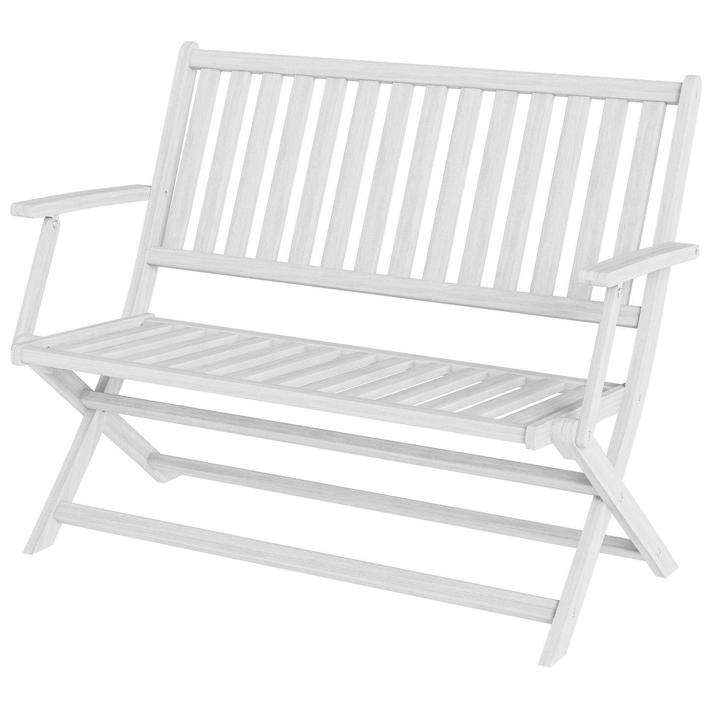 Outsunny 46.5" Foldable Wood Outdoor Bench with Backrest and Armrests for Outdoors, Patio, Porch, Park, Teak