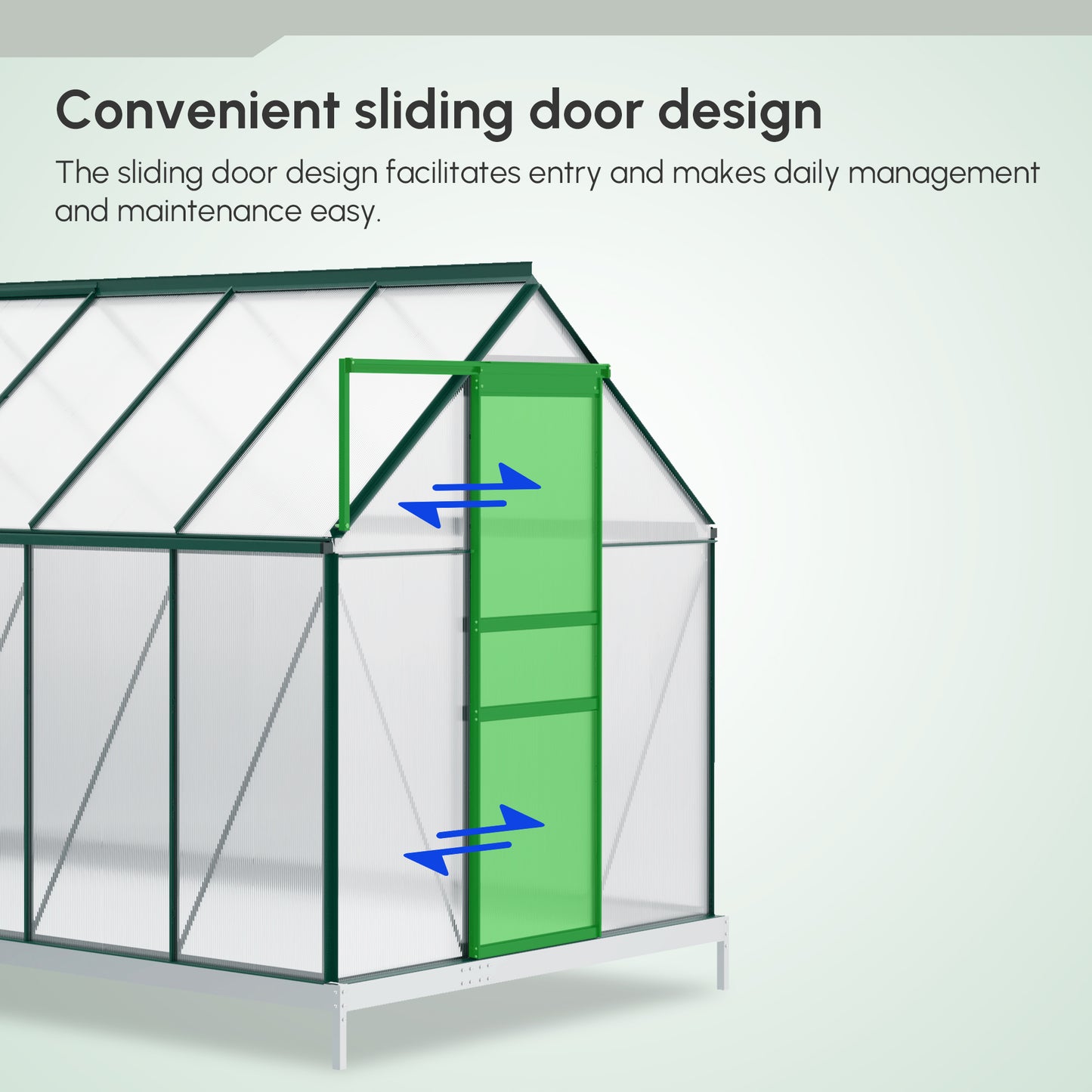 Outsunny 6' x 12' x 6.5' Walk-in Greenhouse, Polycarbonate Greenhouse with Adjustable Roof Vent, Base, Sliding Door, Clear