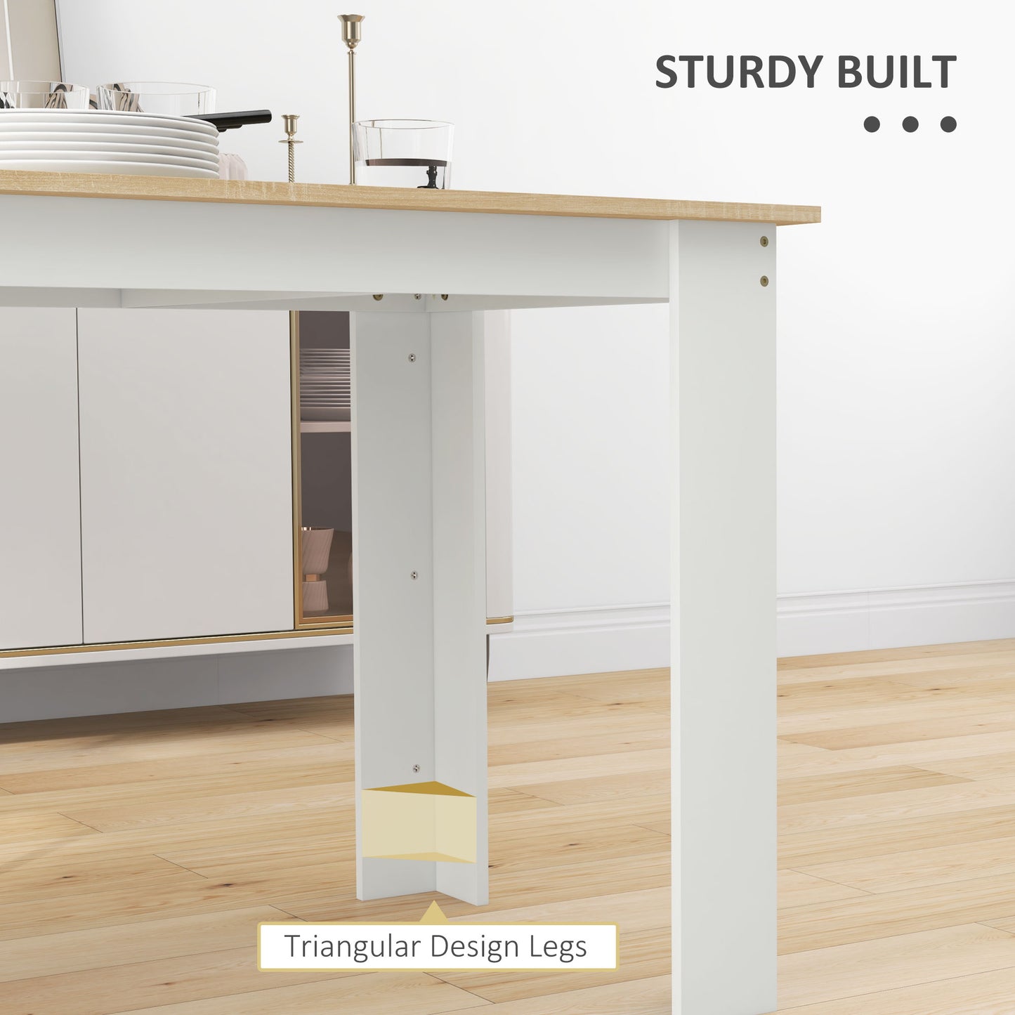 HOMCOM Kitchen Table for 4-6 People, Dining Table with Wood Effect for Dining Room, Oak