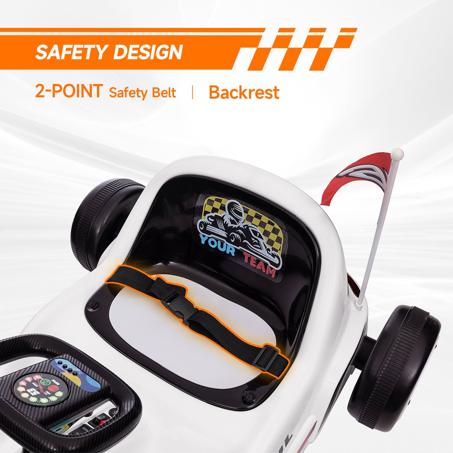 Qaba 6V Electric Go Kart for Aged 3-5 Kids with Music, Light, Horn, Blue