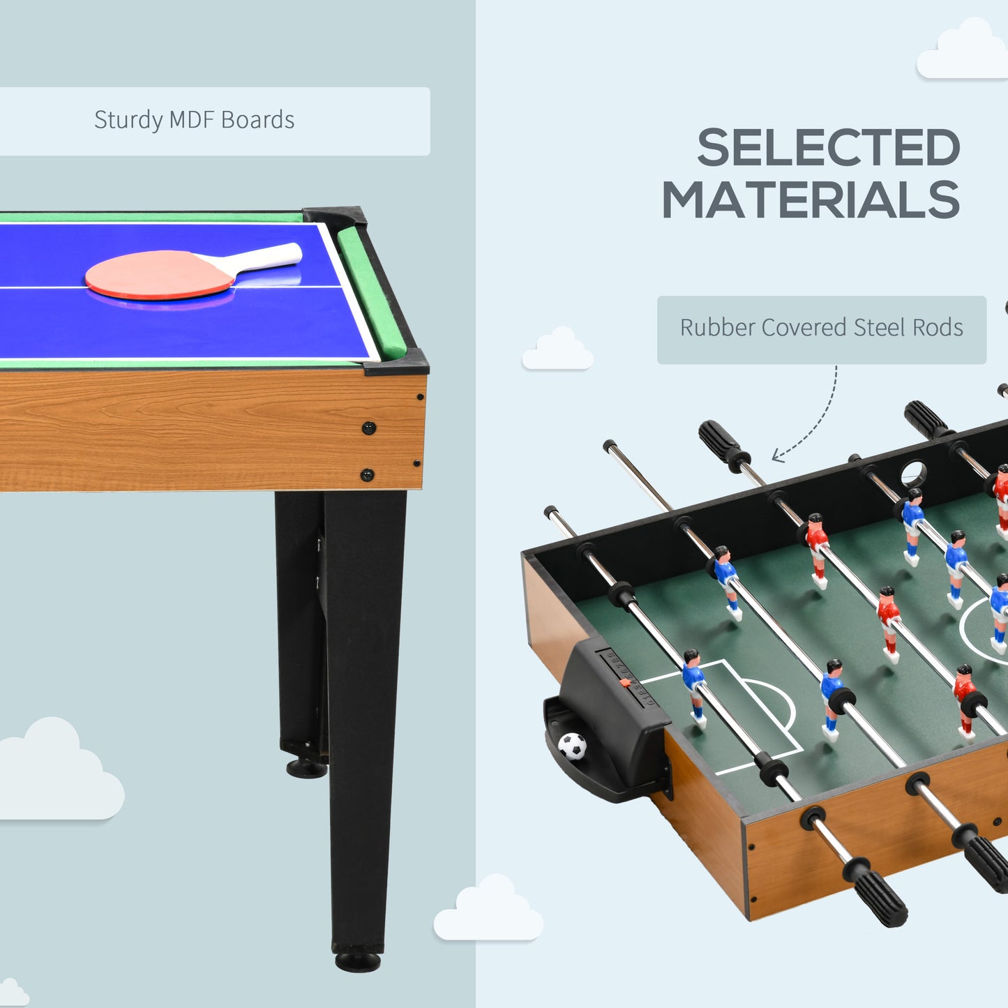 Soozier 43'' 4-in-1 Multi-Gaming Table, Tabletop Billiards Hockey Table Tennis Foosball Game, Easy Set up for Whole Family