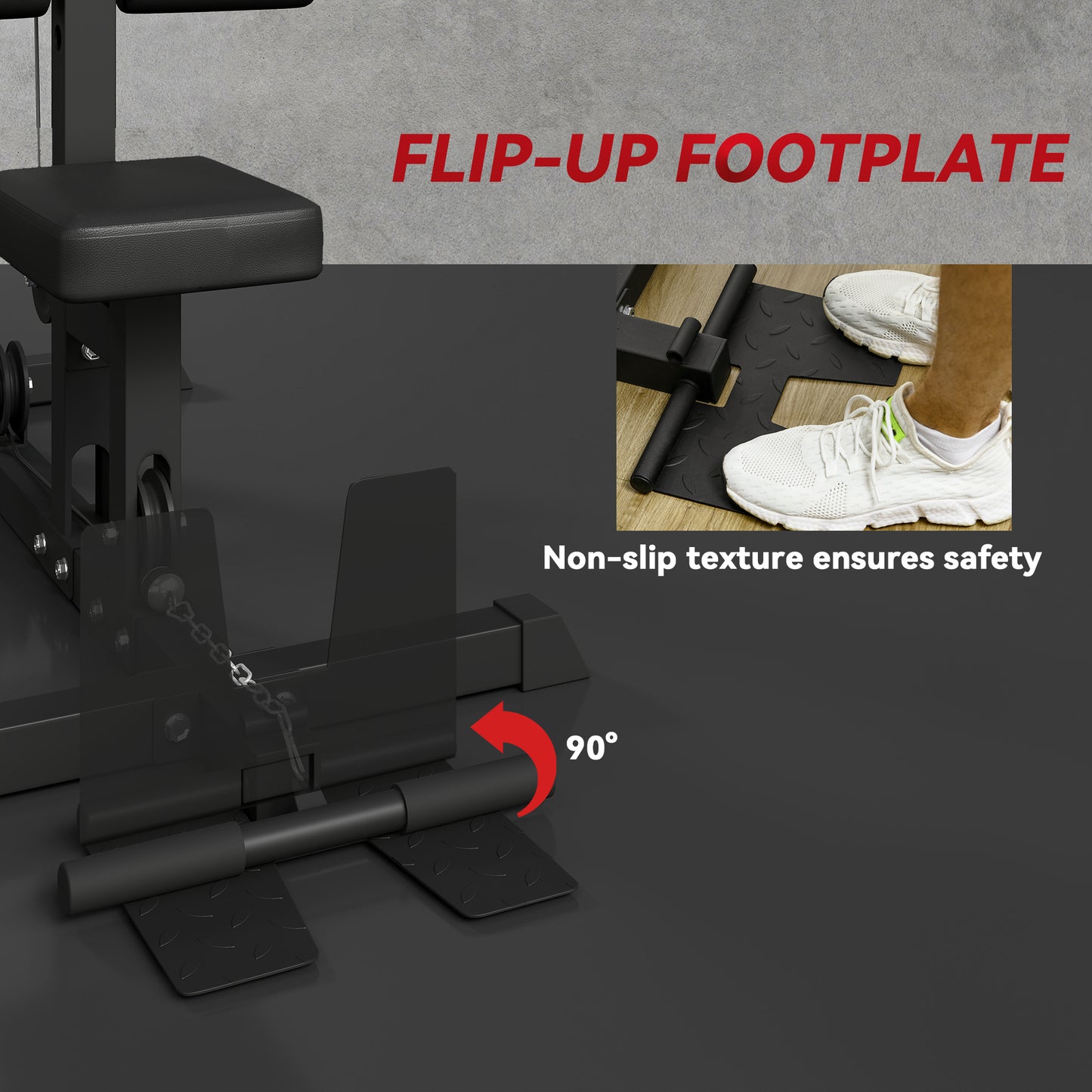 Soozier Lat Pull Down Machine, High / Low Pulley Machine with Adjustable Seat and Flip-Up Footplate, Red