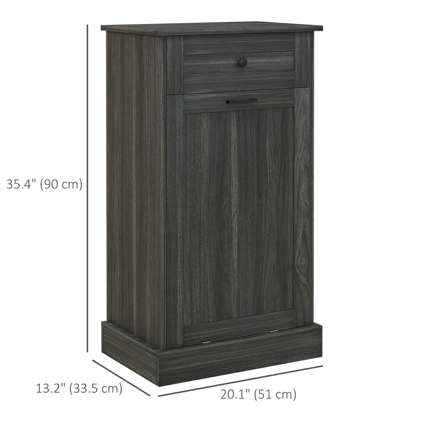 HOMCOM Kitchen Tilt Out Trash Bin Cabinet, Free Standing Recycling Cabinet, Trash Can Holder with Drawer, White