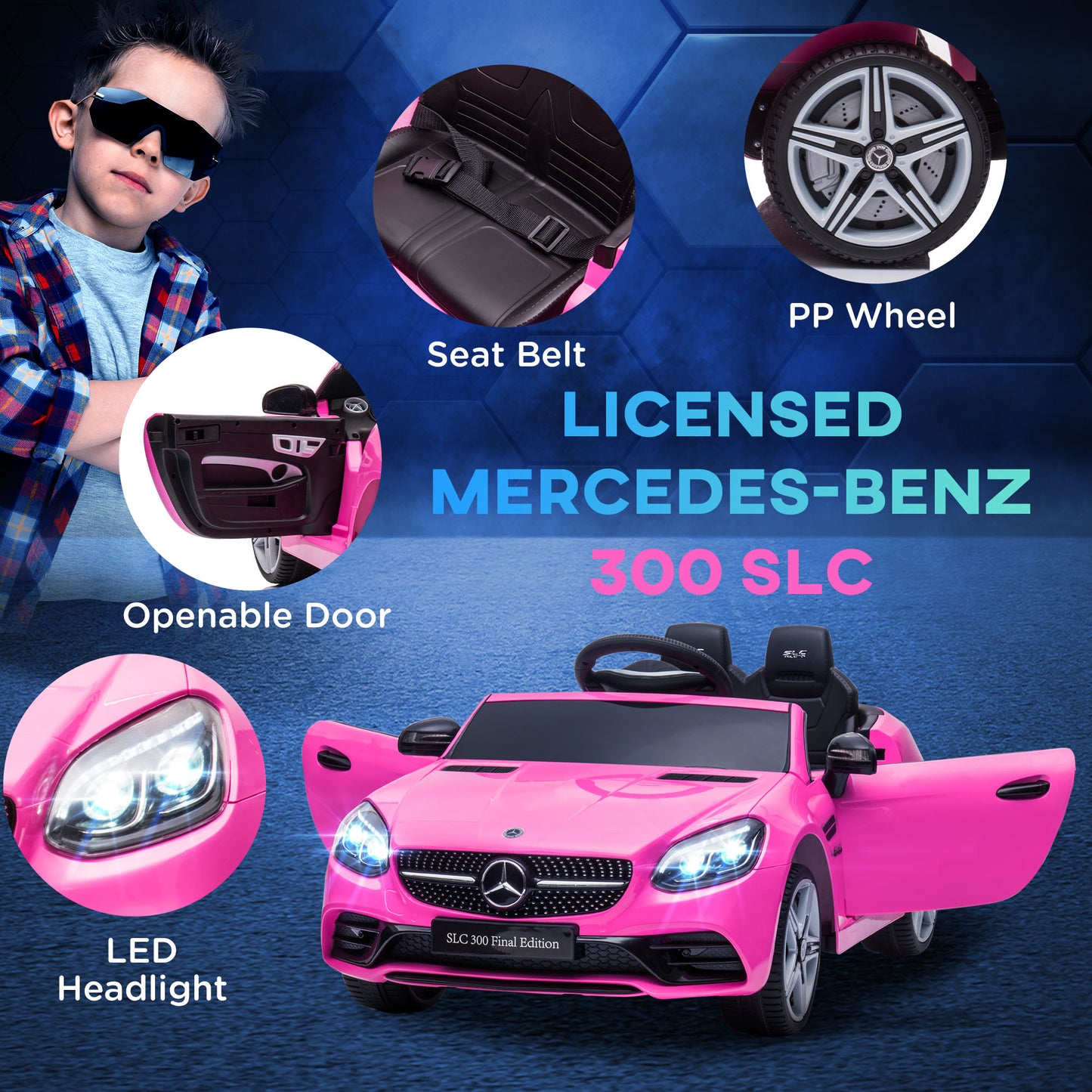 Aosom 12V Ride On Car with Parent Remote Control Two Motors Music Lights Suspension Wheels for 3-6 Years Black