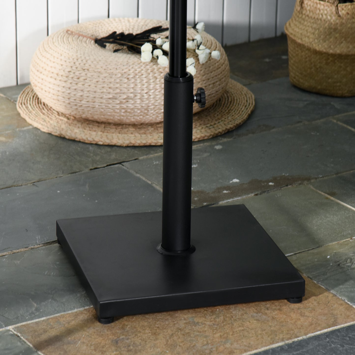 Outsunny 29 lbs Market Umbrella Base Holder 16" Heavy Duty Square Parasol Stand for Patio, Outdoor, Backyard, Black