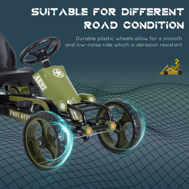 Aosom Pedal Go Kart with Adjustable Seat, EVA Tyres, Safety Handbrake, for Ages 3-6 Years Old, Green