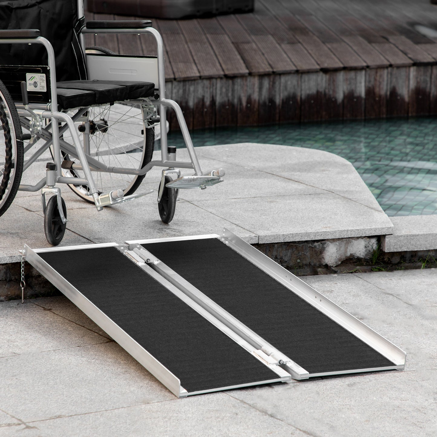 HOMCOM 2ft Wheelchair Ramp Scooter Mobility Non-Skid Layering Portable Foldable Aluminium