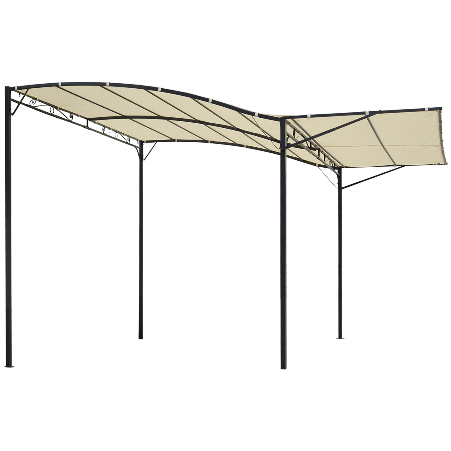 Outsunny 10x8ft Patio Metal Gazebo with Extendable Side Awning Outdoor Shelter Garden Sun Shade Canopy Deck Door Window Awning Cream White