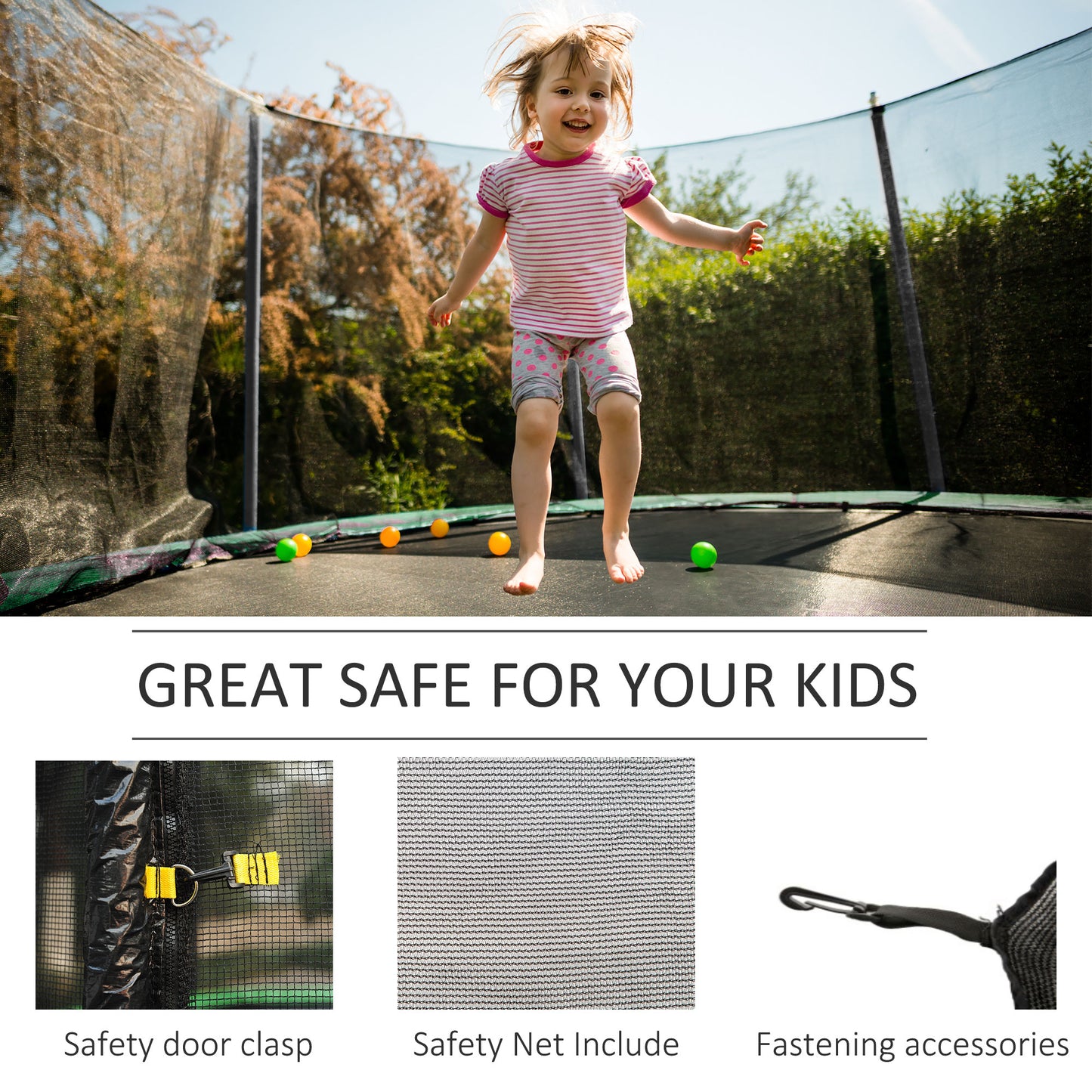 Aosom 12' Round Trampoline Enclosure Trampolining Bounce Safety Net Fence Replacement