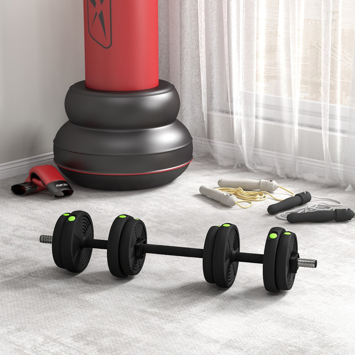 Soozier 55LBS 2-in-1 Adjustable Barbell & Dumbbells Set, Weights Set with Non-slip Handles for Men and Women Home Gym Training