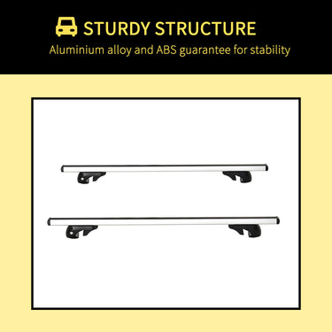 HOMCOM 2pc Roof Rack Car Roof Top Lockable Aluminum Cross Bars Adjustable Baggage Luggage Carrier, Silver (53")