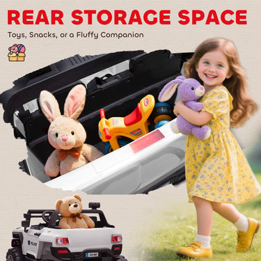 Aosom Kids 2 Seater Ride-On Car Police Truck Electric with LED Lights & MP3 for Kids White