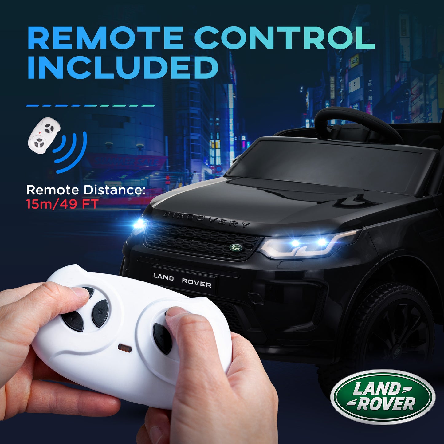 Qaba Land Rover Discovery Sport Licensed 12V Ride on Car w/ Remote, Soft Start, LED Lights, Music Horn, White