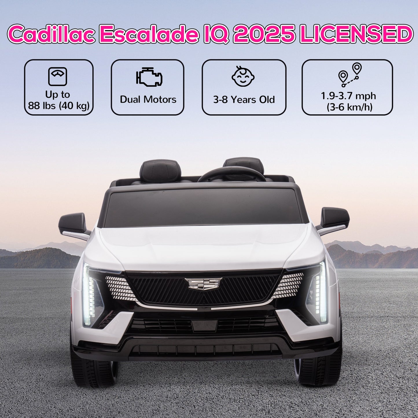 Qaba 2-Seater Ride on Truck, 12V Cadillac Escalade Licensed Kids Electric Car with Remote , Spring Suspension, White
