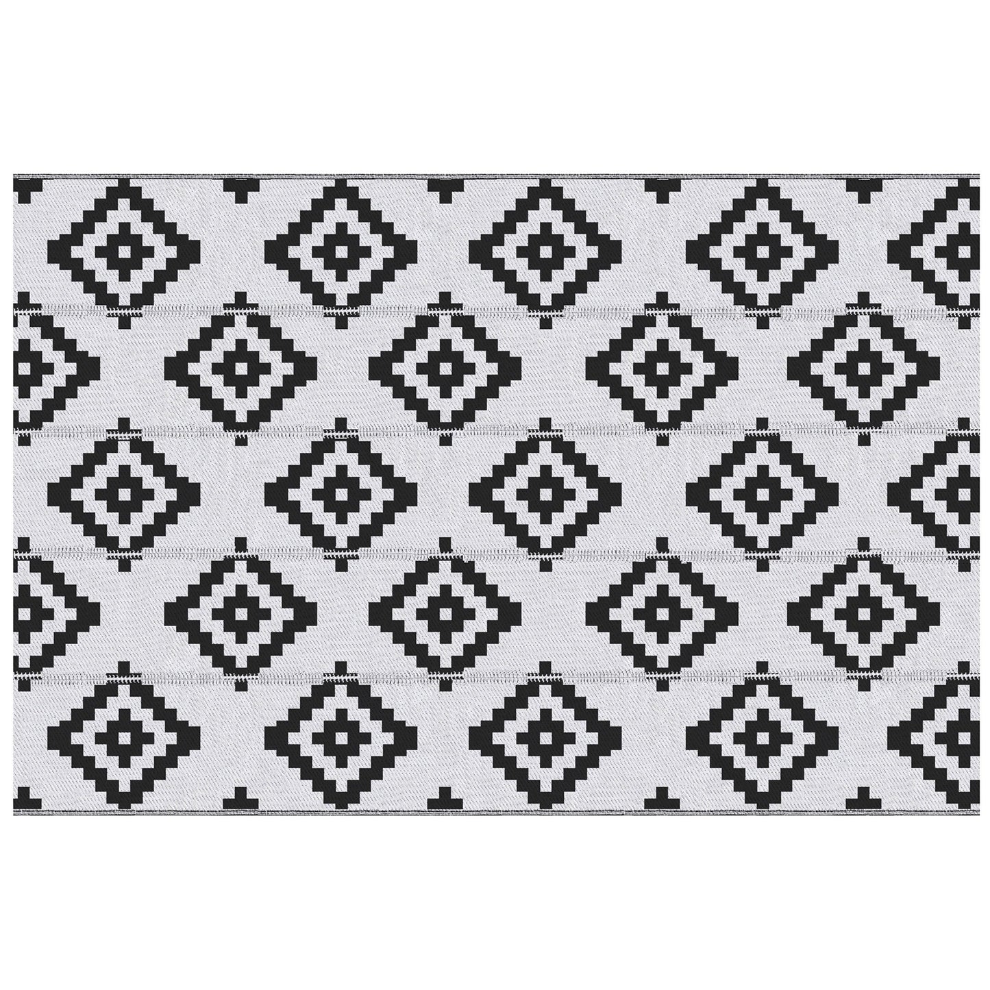 Outsunny Reversible Outdoor RV Rug, Patio Floor Mat, 6' x 9' Plastic Straw Rug for Backyard, Deck, Beach, Camping, Black & White