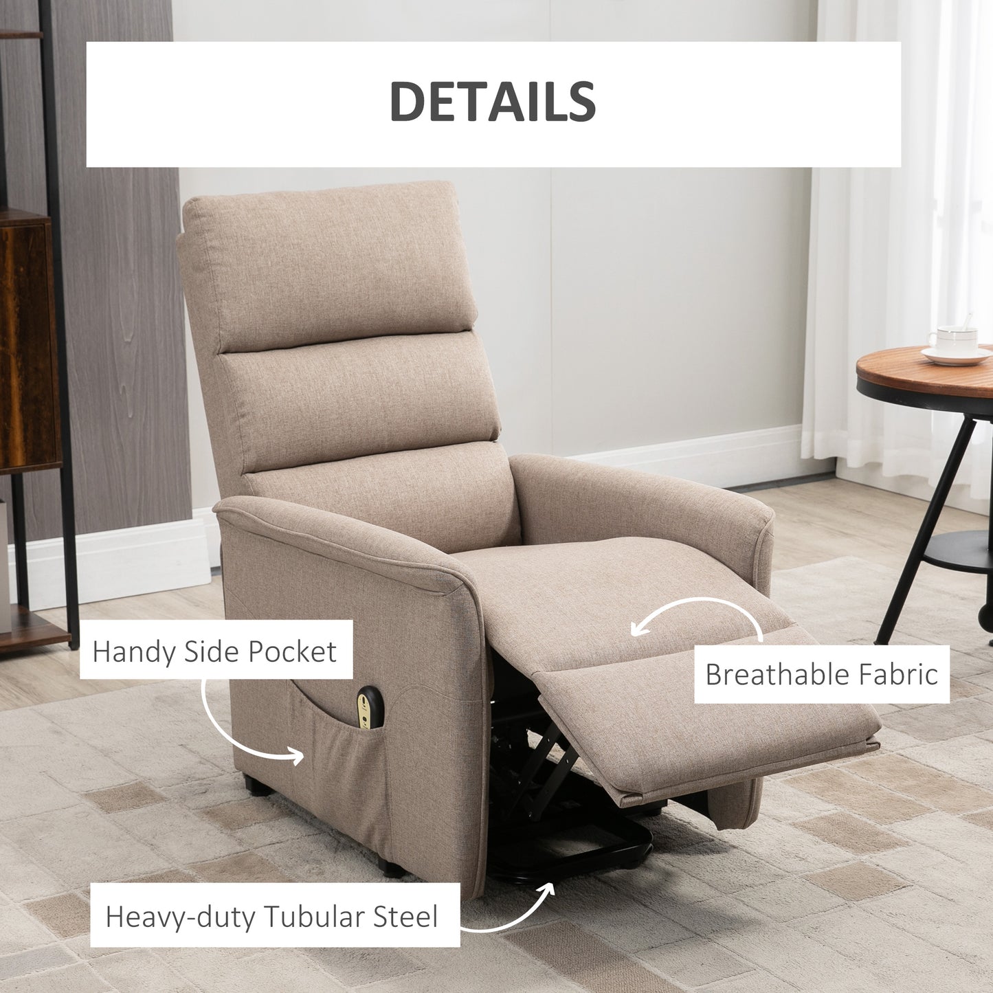 HOMCOM Lift Chair for Elderly, Power Chair Recliner with Remote Control, Side Pockets for Living Room, Dark Grey