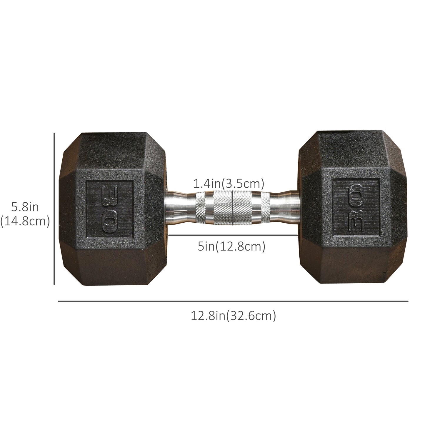 Soozier Rubber Dumbbells Weight Set, Total 30lbs(15lbs Each) Dumbbell Hand Weight for Body Fitness Training for Home Office Gym, Black