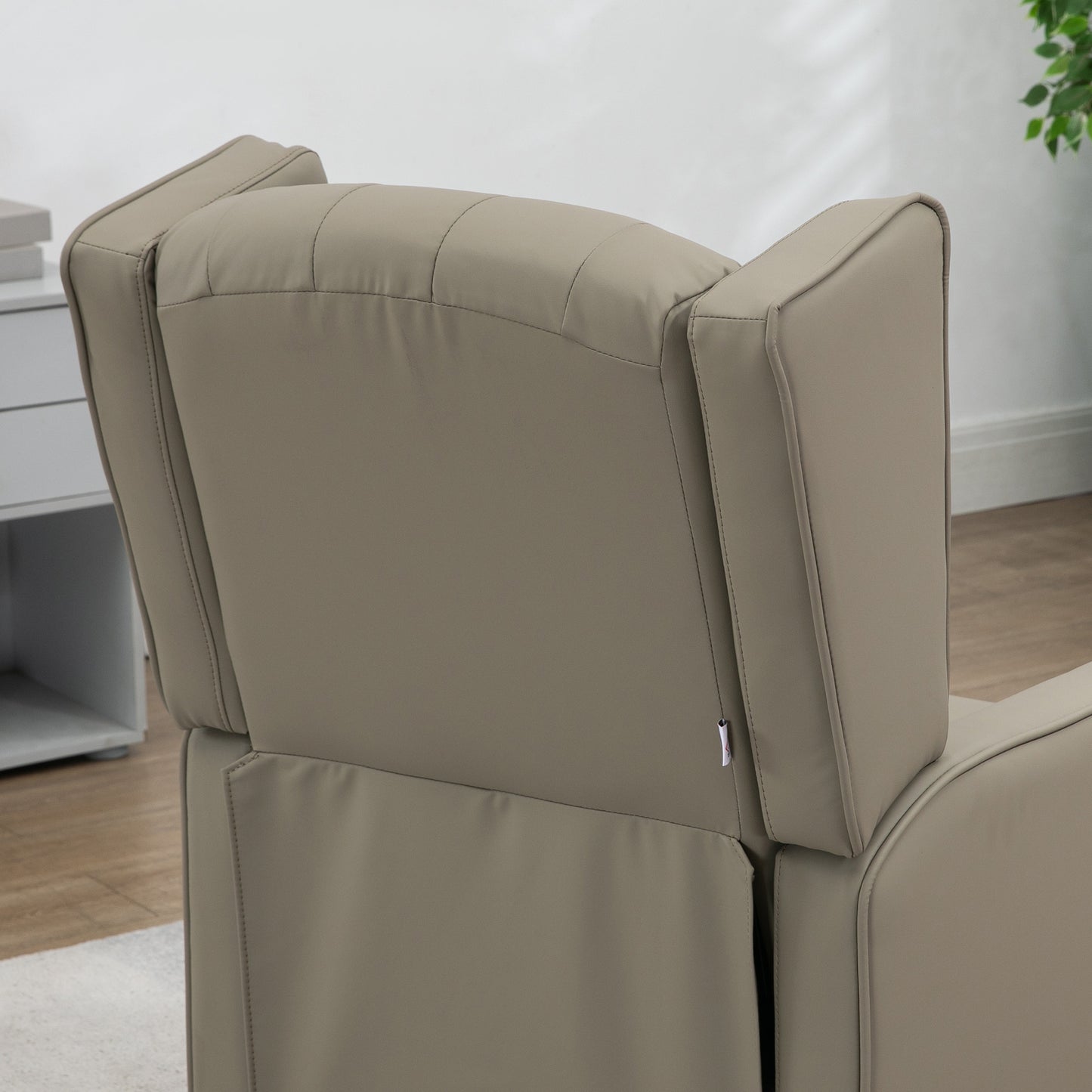 HOMCOM Faux Leather Armchair, Modern Accent Chair with Thick Padding for Living Room, Bedroom, Home Office, Khaki