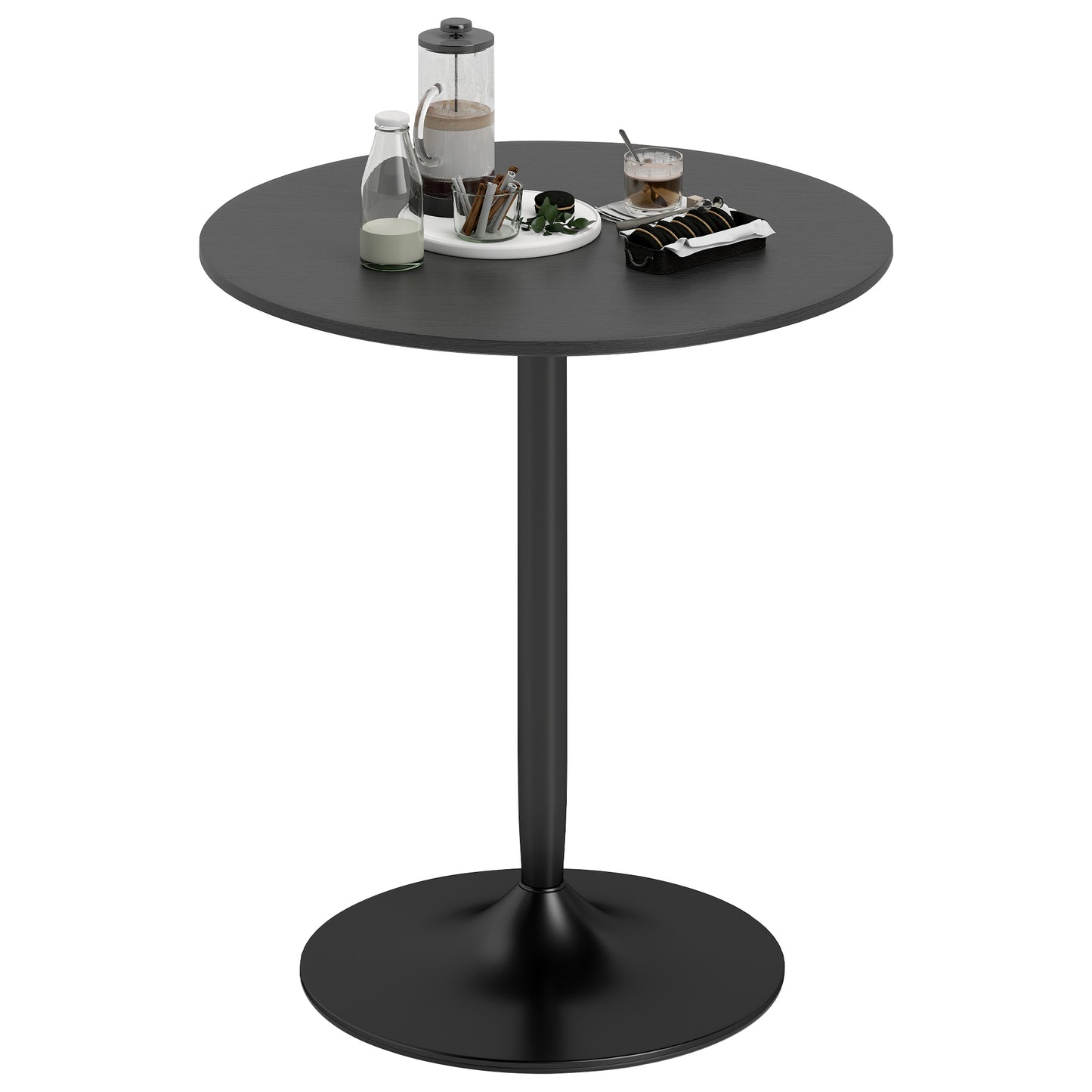 HOMCOM 27.6" Round Kitchen Table for 2, Modern Small Dining Table with Wood Veneer, Steel Base for Dining Room, Natural