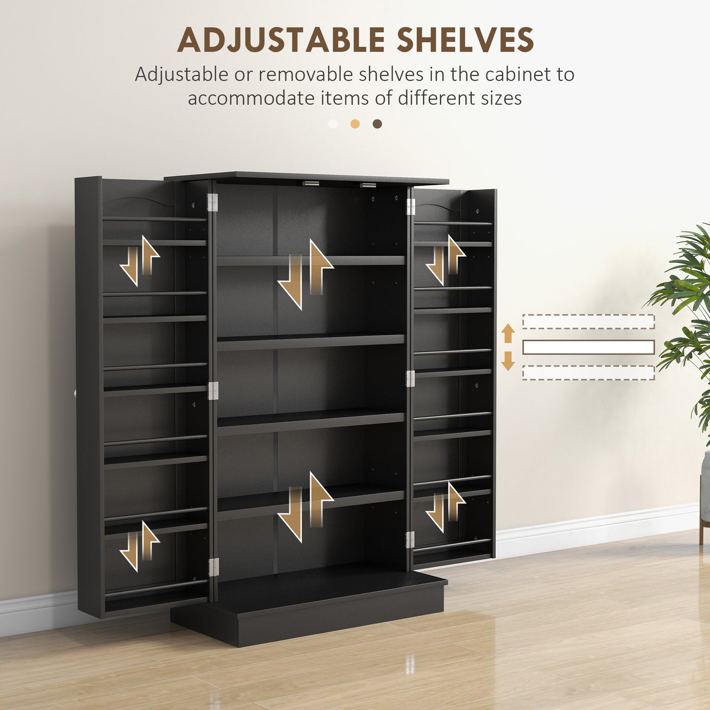 HOMCOM 41" Storage Cabinet, 2-Door Kitchen Pantry Cabinet with 5-tier Shelving, 12 Spice Racks and Adjustable Shelves, Grey