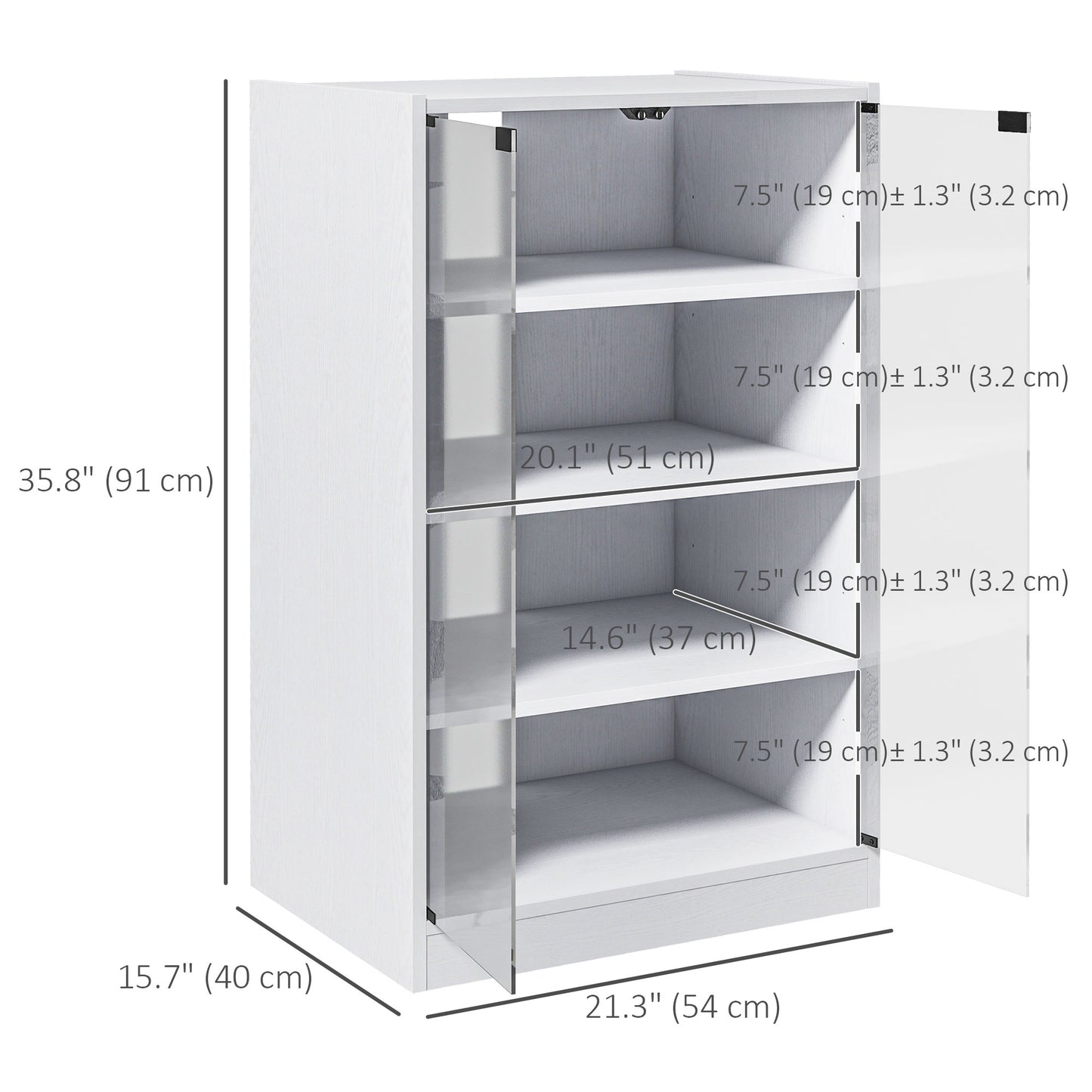 HOMCOM 5-Tier AV Media Stand with Push to Open Glass Doors, Audio-Video Storage Cabinet with Adjustable Shelves for DVD Players, Games Consoles, Routers, Distressed Black