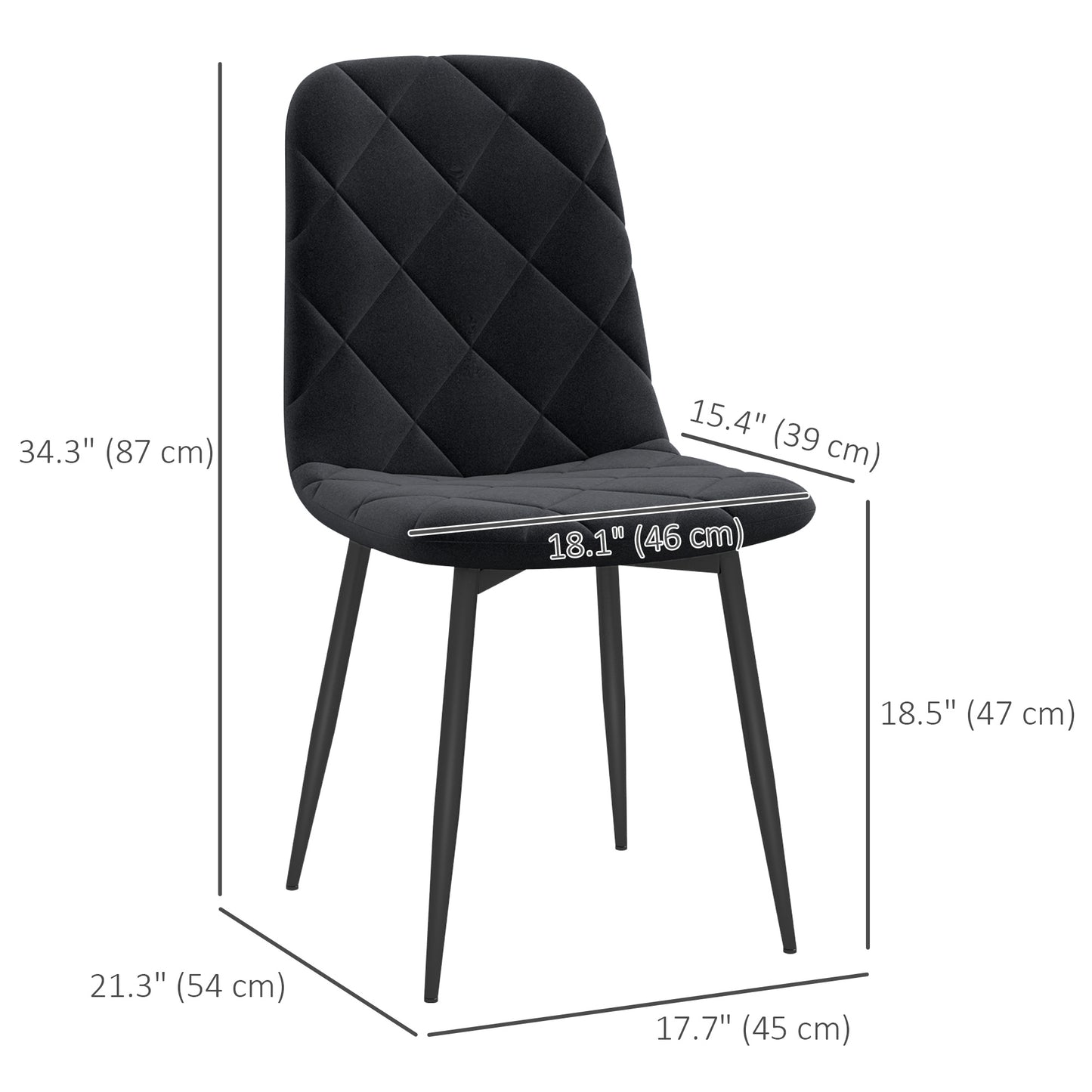HOMCOM Dining Chairs Set of 4, Upholstered Dining Room Chairs with Steel Legs, Modern Kitchen Chair for Dining Room, Grey