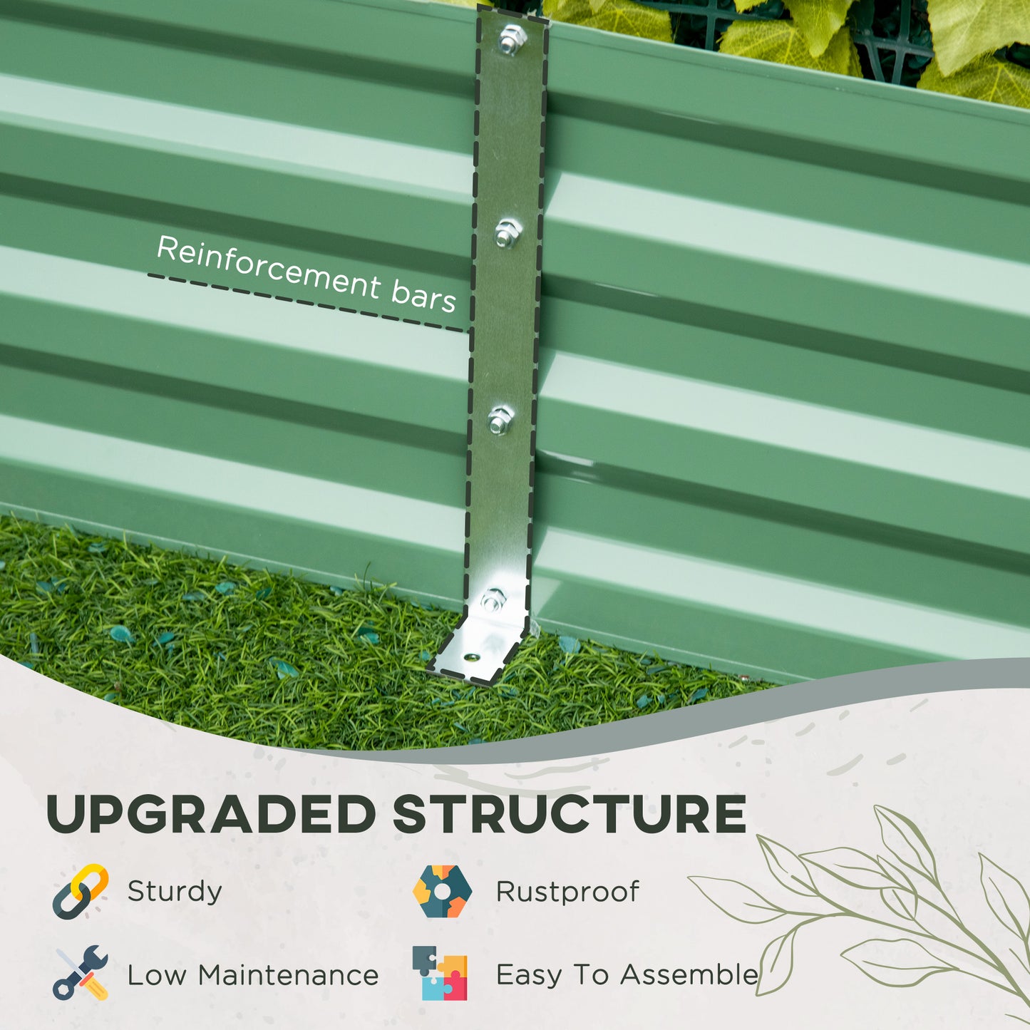Outsunny 6' x 3' x 1' Raised Garden Bed with 2 Trellis Tomato Cages, Steel Frame Elevated Planter Box, Black