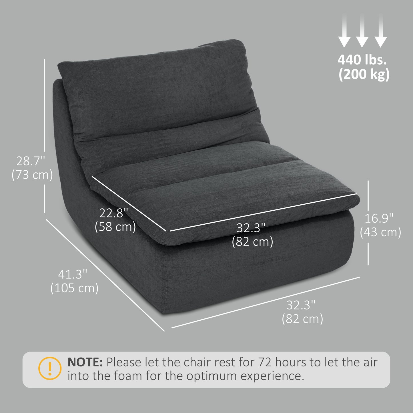HOMCOM Floor Sofa with Single Piece Ultra High-Density Foam, Armless Floor Chair for Living Room, Bedroom, Home Office, Green