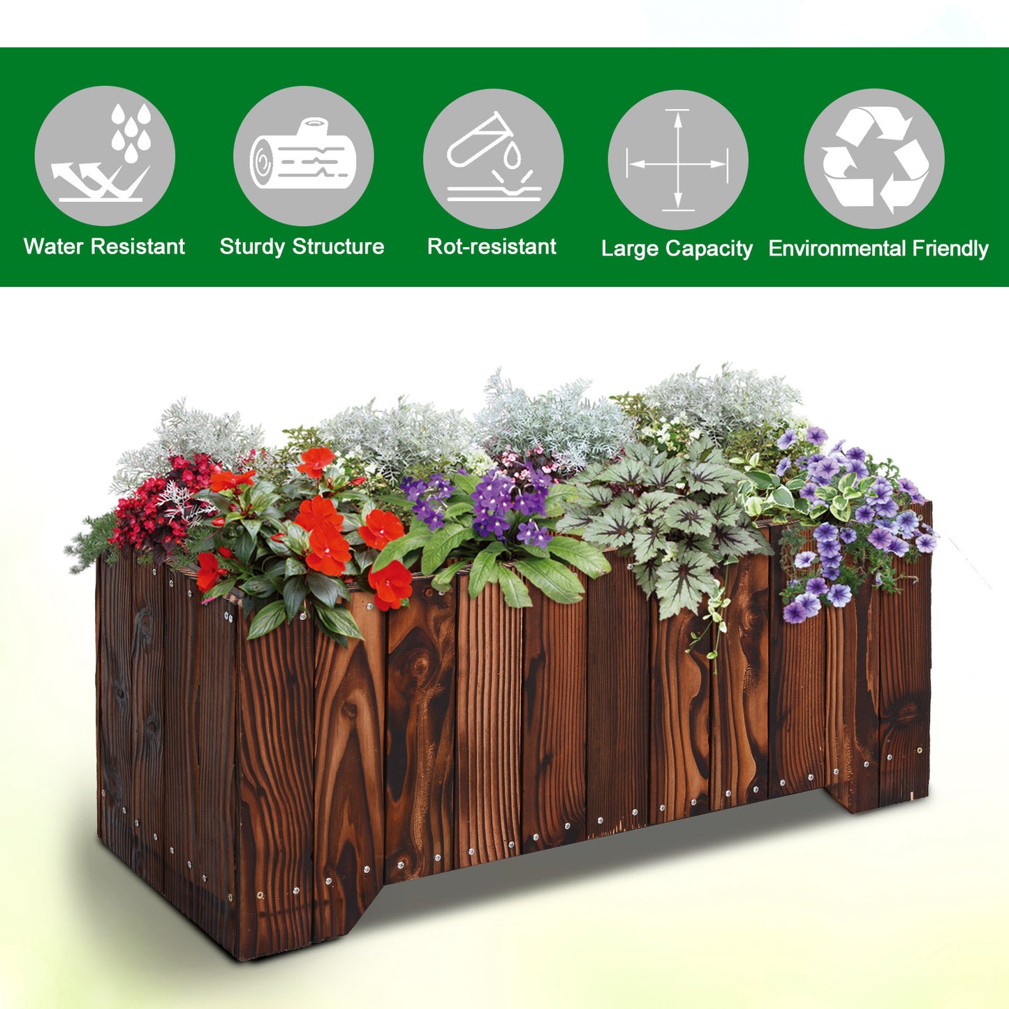 Outsunny 40" x 16" x 12" Wooden Raised Garden Bed, Raised Planter Box, Planter Raised Bed with Drainage Holes, Natural