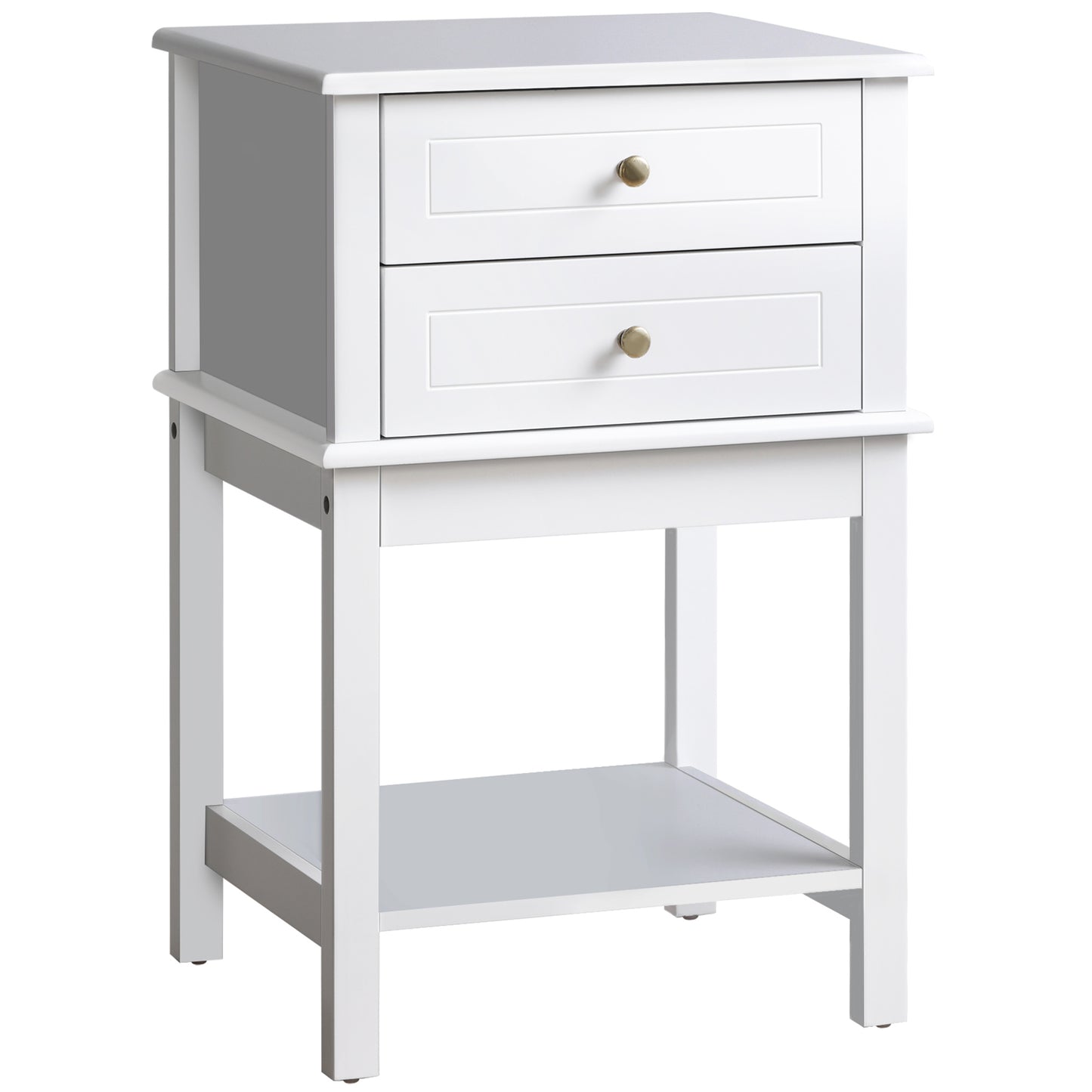 HOMCOM Modern Sofa Side Table, Accent End Table with Drawers and Storage Shelf, Nightstand for Bedroom Living Room, Black