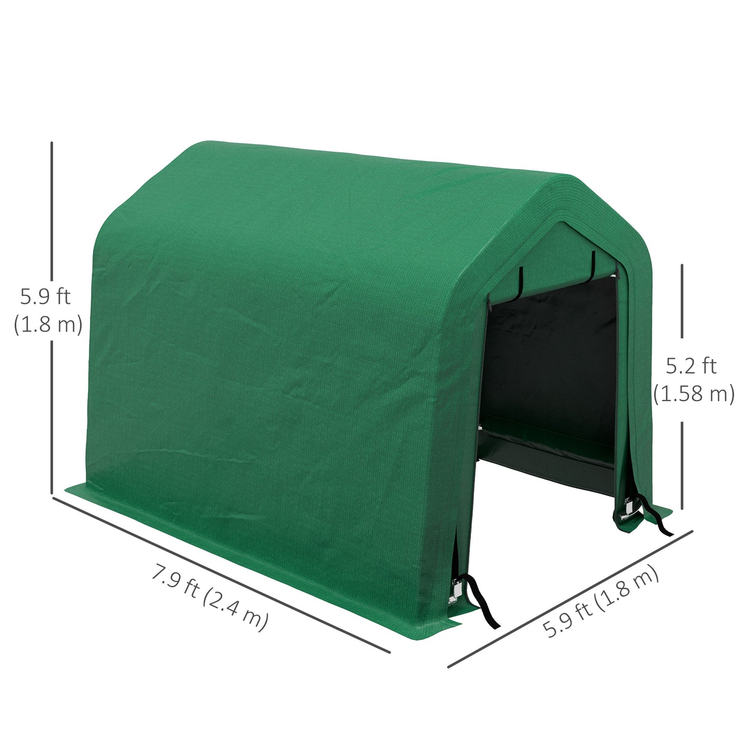 Outsunny 8' x 6' Carport with Sidewalls and Roll-up Door, Outdoor Storage Shelter for Motorcycle and Car, Grey