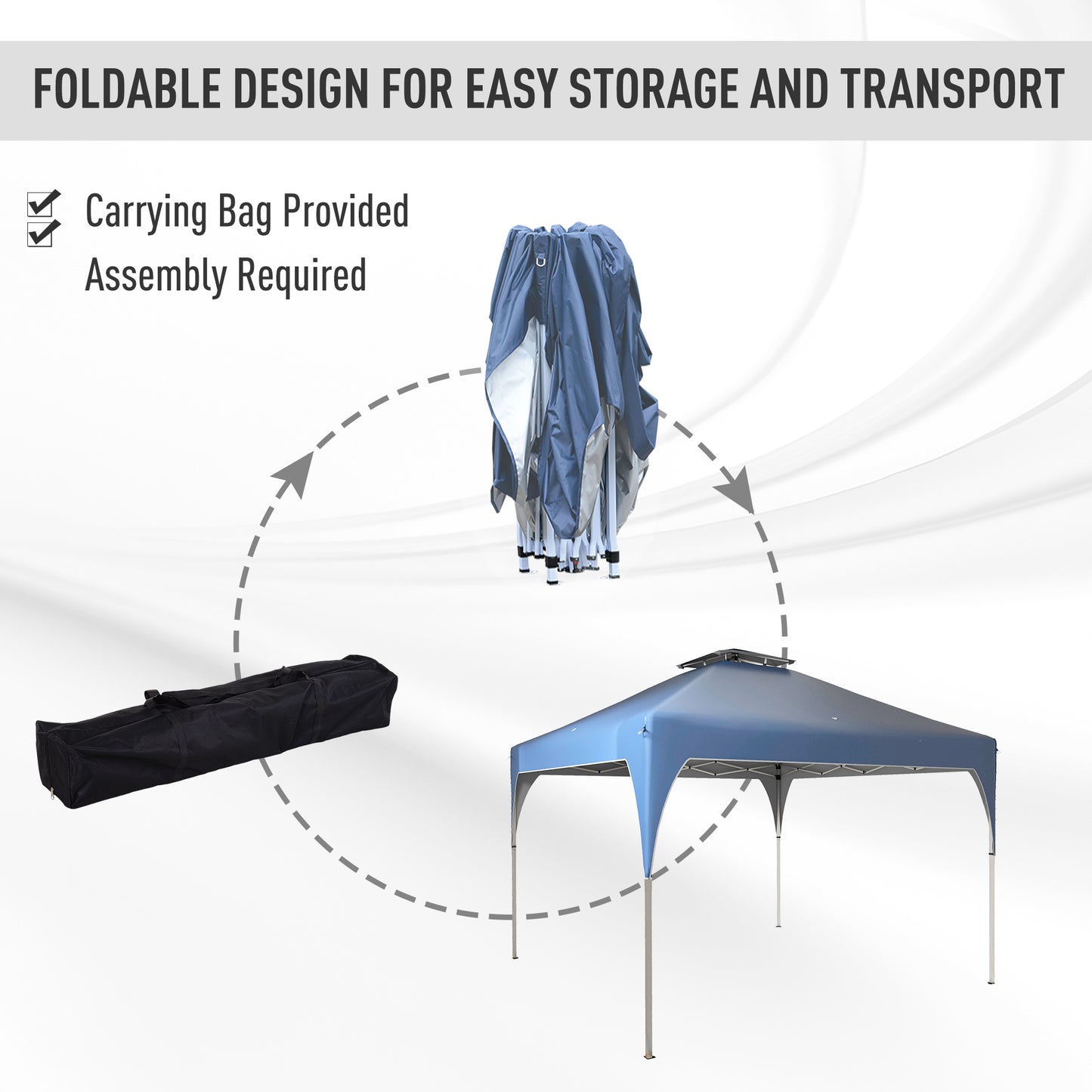 Outsunny 10'x10' Pop Up Canopy, Easy Set Up Party Tent with 2 Tier Vented Roof and Carrying Bag for Outdoor, Garden, Camping, Blue